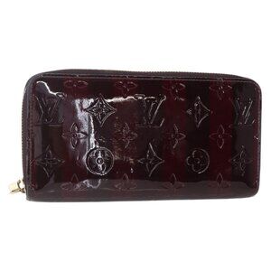 LOUIS VUITTON Vernis Rayure Zippy Wallet Long Wallet Amarante M91717 Auth 150468